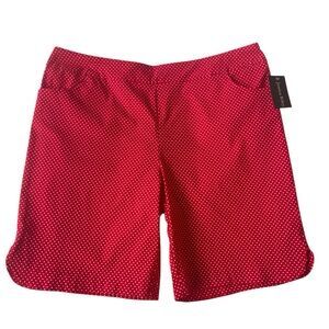 Jessica Riley Red White Polka Dot Shorts Pockets 9 Inch Inseam Woman's 3X NWT
